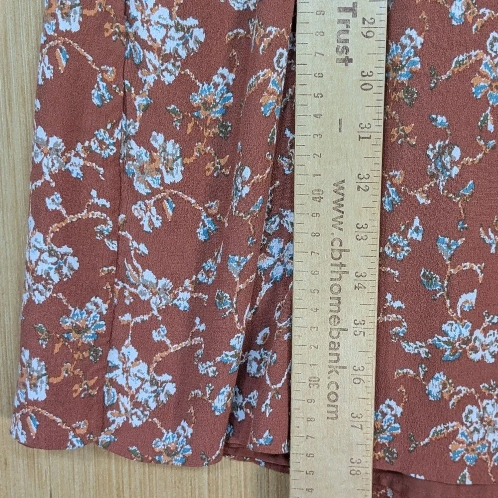Garnet Hill Women‎ Rust Floral Boho Cottage Feminine Babydoll Dress 12 Pockets